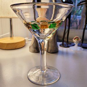 4 Murano Italian Cocktail Glasses, clear/colored block pattern - MCM, EUC